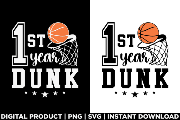 1st Year Dunk Birthday Basketball Tee Graphics