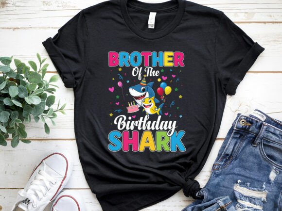 Brother Birthday Shark Family T-Shirt Graphics