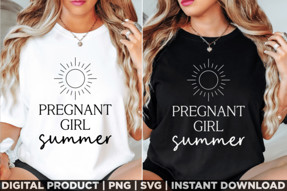 Pregnant Girl Summer Baby Reveal Tee Graphics
